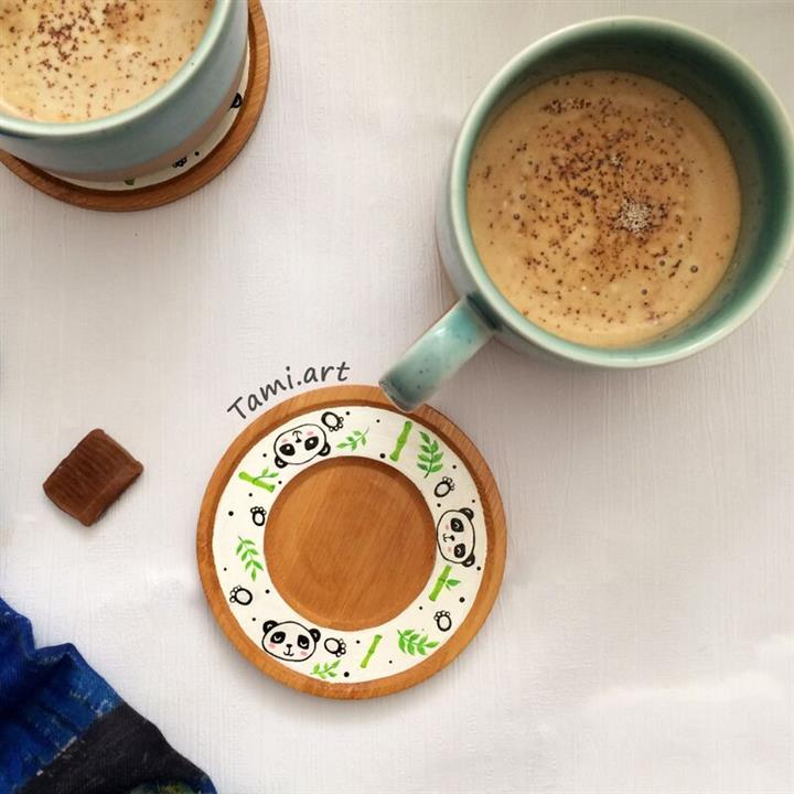 زیرلیوانی چوبی بامبو  پاندایی